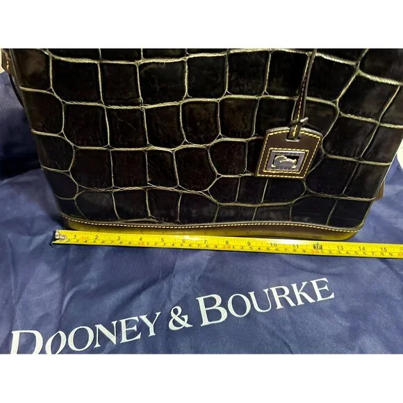Dooney & Bourke Croc Embossed Double Strap Tassel Shoulder Bag Keychain Dust Bag - Picture 14 of 16